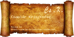 Csaplár Krisztofer névjegykártya